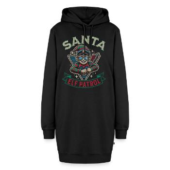 Santa Elf Patrol Weihnachtszeit Humor - Hoodie-Kleid - Schwarz - Vorne