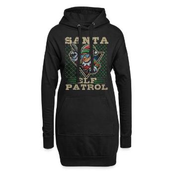 Santa Elf Patrol Weihnachten Spaß - Hoodie-Kleid - Schwarz - Vorne