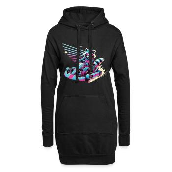 Raton laveur dans le style rétro du karting - Sweat-shirt à capuche long Femme - noir - Devant