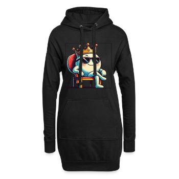 Lustiges Cartoon Tischtennisball König - Hoodie-Kleid - Schwarz - Vorne
