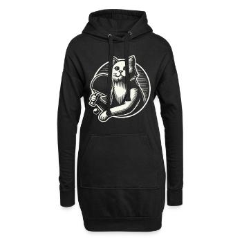 Niedliche Katze Spielt Tischtennis Kunst - Hoodie-Kleid - Schwarz - Vorne