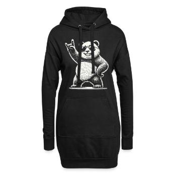 Heavy Metal Musique Panda Avec Lunettes De Soleil - Sweat-shirt à capuche long Femme - noir - Devant