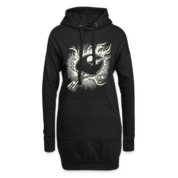 Flammender Tischtennisschläger Tischtennis - Hoodie-Kleid - Schwarz - Vorne