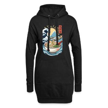 Ramen Nudeln Ukiyo-E Japanisches Retro Streetwear - Hoodie-Kleid - Schwarz - Vorne