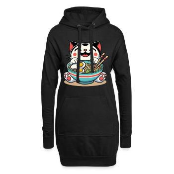 Nouilles Ramen Japonais Streetwear Anime Kawaii - Sweat-shirt à capuche long Femme - noir - Devant
