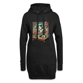 Ramen Nouilles Chat Lover Kawaii Rétro Japon - Sweat-shirt à capuche long Femme - noir - Devant