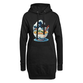 Ramen Ukiyo-E Japanisches Retro Streetwear - Hoodie-Kleid - Schwarz - Vorne