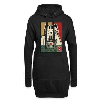 Ramen Nudeln Katzenliebhaber Retro Kawaii Katzen - Hoodie-Kleid - Schwarz - Vorne
