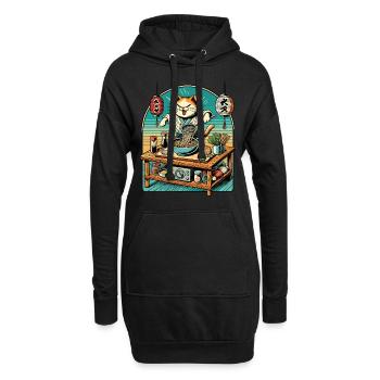 Ramen Nudeln Retro Katze Kawaii Chefkoch Japan - Hoodie-Kleid - Schwarz - Vorne