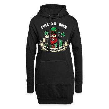 St. Patrick's Day Lustiger Leprechaun Mit Bier - Hoodie-Kleid - Schwarz - Vorne