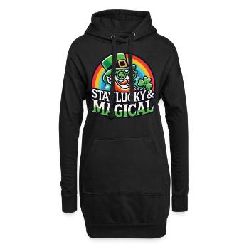 Bleib Glücklich & Magisch Am St. Patrick's Day - Hoodie-Kleid - Schwarz - Vorne