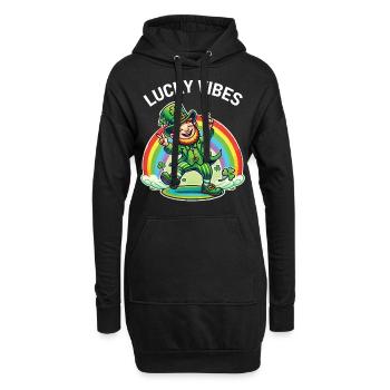 Joyeuses vibrations de la Saint-Patrick - Sweat-shirt à capuche long Femme - noir - Devant