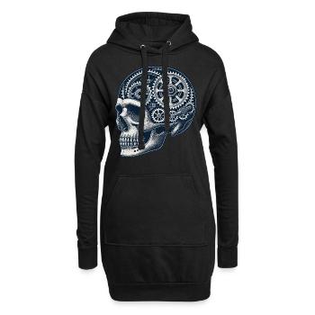 Fahrrad Enthusiast Schädel Zahnräder - Hoodie-Kleid - Schwarz - Vorne