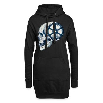 Fahrradliebhaber Schädel mit Zahnrad für Radsport - Hoodie-Kleid - Schwarz - Vorne