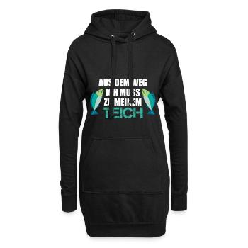 Teich Fisch Fischer lustig Geschenkidee - Hoodie-Kleid - Schwarz - Vorne