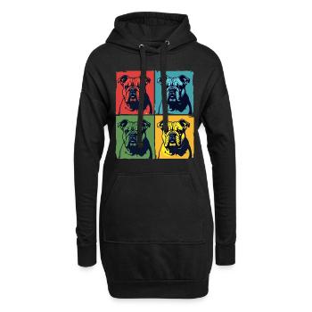 Un bulldog avec un style pop art - Sweat-shirt à capuche long Femme - noir - Devant