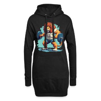 Lion Bodybuilder ohne Fleiß kein Geld - Hoodie-Kleid - Schwarz - Vorne