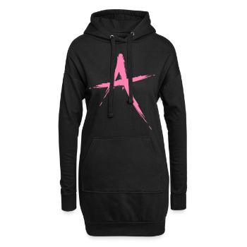 Buchstabe A Design Bürste in Rosa Pink - Hoodie-Kleid - Schwarz - Vorne