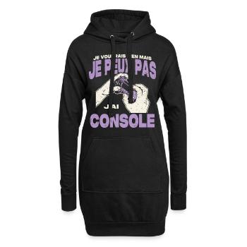 Je peux pas j'ai console. - Sweat-shirt à capuche long Femme - noir - Devant