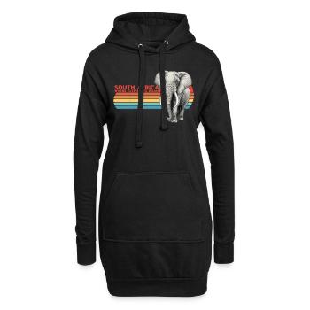 Elefant Südafrika - Hoodie-Kleid - Schwarz - Vorne