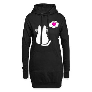Love my cat & my cat loves me - Hoodie-Kleid - Schwarz - Vorne