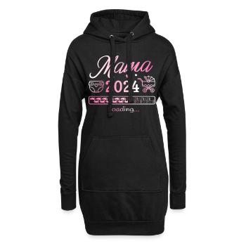 Werdende Mama 2024 Loading Schwanger Mutter - Hoodie-Kleid - Schwarz - Vorne
