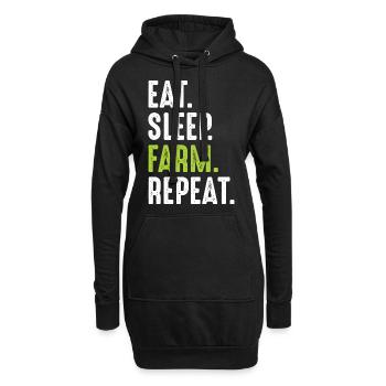 Eat Sleep Farm Wiederholung Lustig - Hoodie-Kleid - Schwarz - Vorne