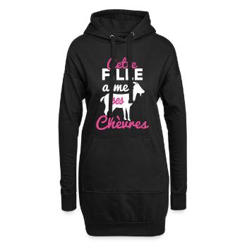 Cette fille aime ses chèvres - Sweat-shirt à capuche long Femme - noir - Devant