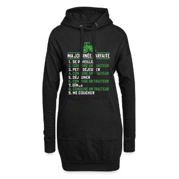 Ma journée parfaite conduire un tracteur - Sweat-shirt à capuche long Femme - noir - Devant