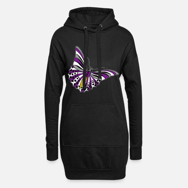 butterfly asexual non binary labrys lesbian - Hoodie Dress - black