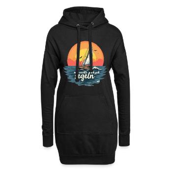 Segeln Sonnenuntergang Spruch - Hoodie-Kleid - Schwarz - Vorne