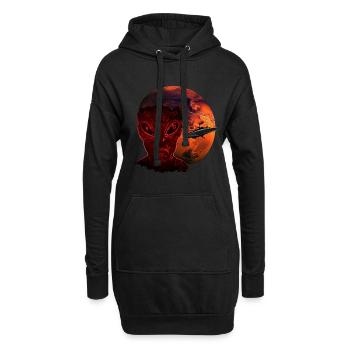 Alien & Mars avec OVNI - Sweat-shirt à capuche long Femme - noir - Devant