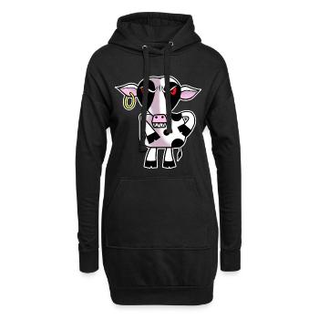 Vache en colère - Sweat-shirt à capuche long Femme - noir - Devant