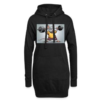 Kraftmaus beim Krafttraining - Hoodie-Kleid - Schwarz - Vorne
