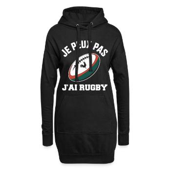 Ich kann nicht, ich habe Rugby. - Hoodie-Kleid - Schwarz - Vorne