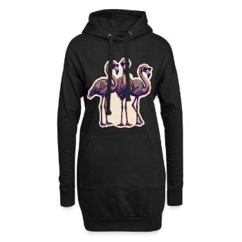 Flamingos Mit Sonnenbrille - Hoodie-Kleid - Schwarz - Vorne