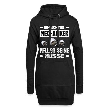 Ein Echter Mechaniker Pflegt Seine Nüsse Kfz Auto - Hoodie-Kleid - Schwarz - Vorne