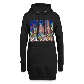 Barcelona, Stadt, Mosaik, Kirche, Collage - Hoodie-Kleid - Schwarz - Vorne