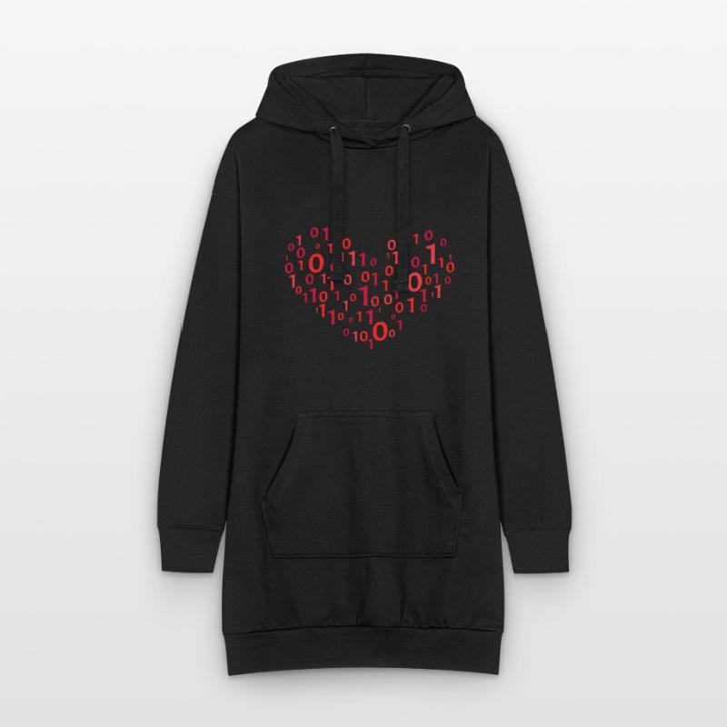 Code de cœur informatique Codage Sweat-shirt à capuche long Femme