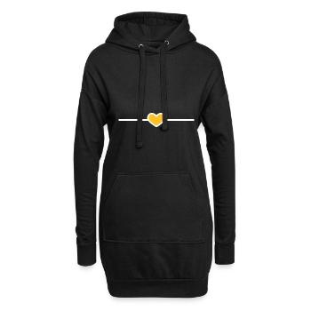 Ornement de trait de coeur jaune ligne coeur - Sweat-shirt à capuche long Femme - noir - Devant