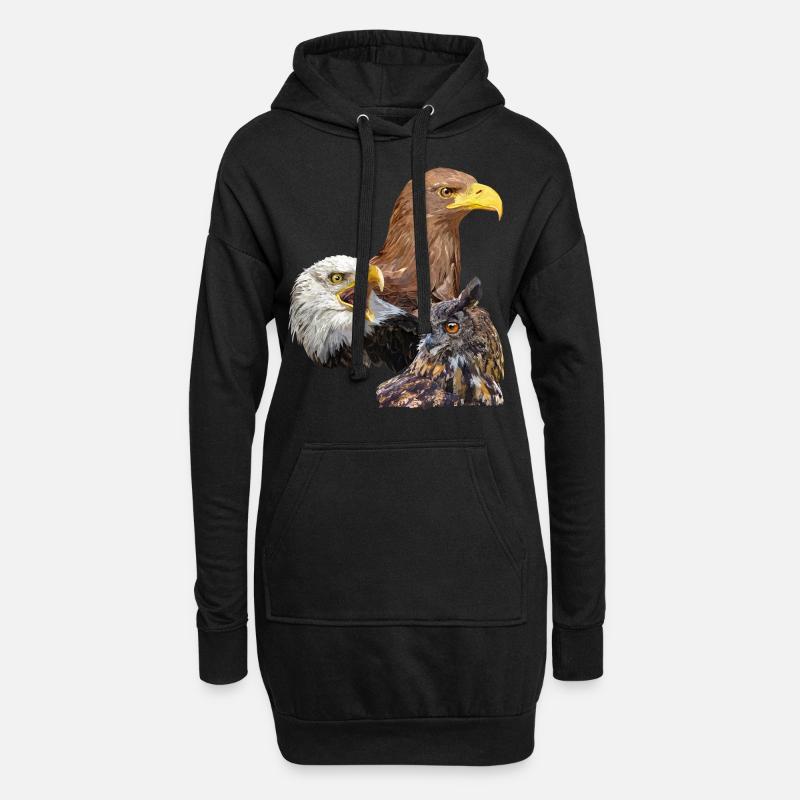 Pigargos und Eule - Hoodie-Kleid - Schwarz