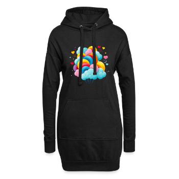 bunte Zuckerwatte Wolken - Hoodie-Kleid - Schwarz - Vorne