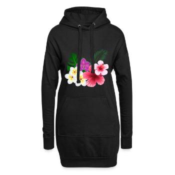 Fleurs tropicales et fleurs - Sweat-shirt à capuche long Femme - noir - Devant