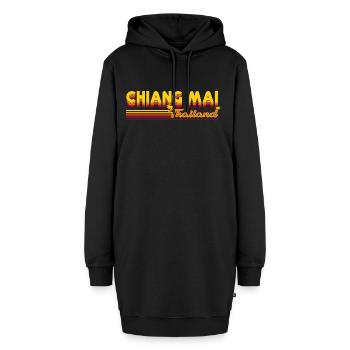 Chiang Mai Retro-Design: Kultur und Natur vereint - Hoodie-Kleid - Schwarz - Vorne
