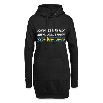 Schweden Ich muss gar nix ich muss nur nach - Hoodie-Kleid - Schwarz - Vorne