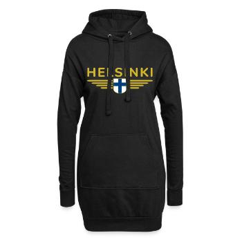 Helsinki Design – Nordische Eleganz - Hoodie-Kleid - Schwarz - Vorne