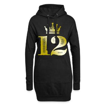 12 Zahl Krone Gold - Hoodie-Kleid - Schwarz - Vorne