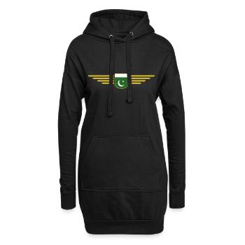 Pakistan Design – Fier de sa patrie - Sweat-shirt à capuche long Femme - noir - Devant