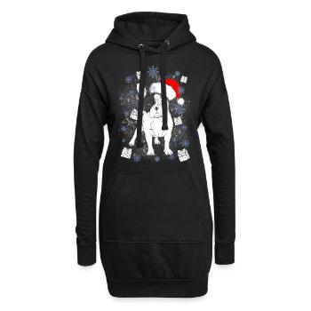 Cadeau de Noël de Santa bouledogue Français - Sweat-shirt à capuche long Femme - noir - Devant