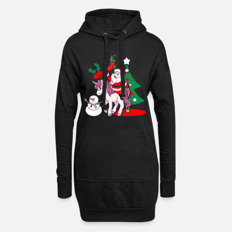 Santa Einhorn Weihnachtsmann Weihnachten Geschenk - Hoodie-Kleid - Schwarz